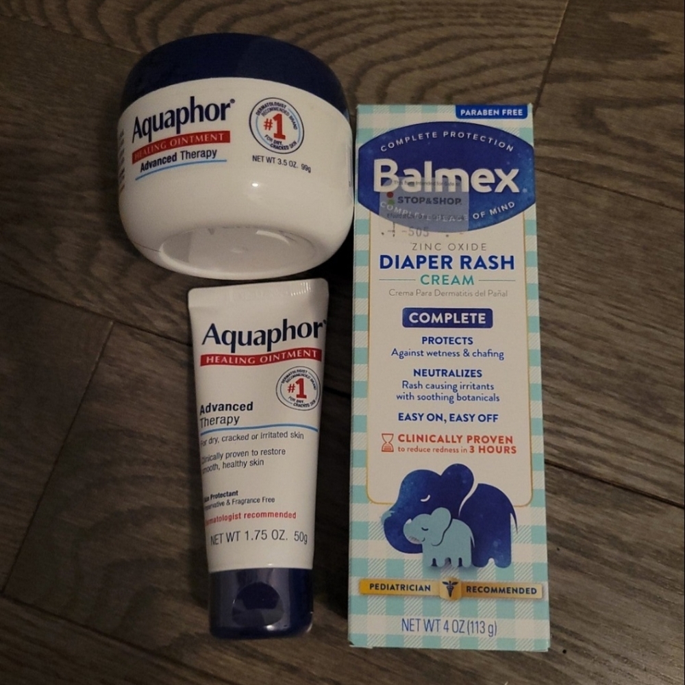 Aquaphor healing ointment and balmex diaper rash cream